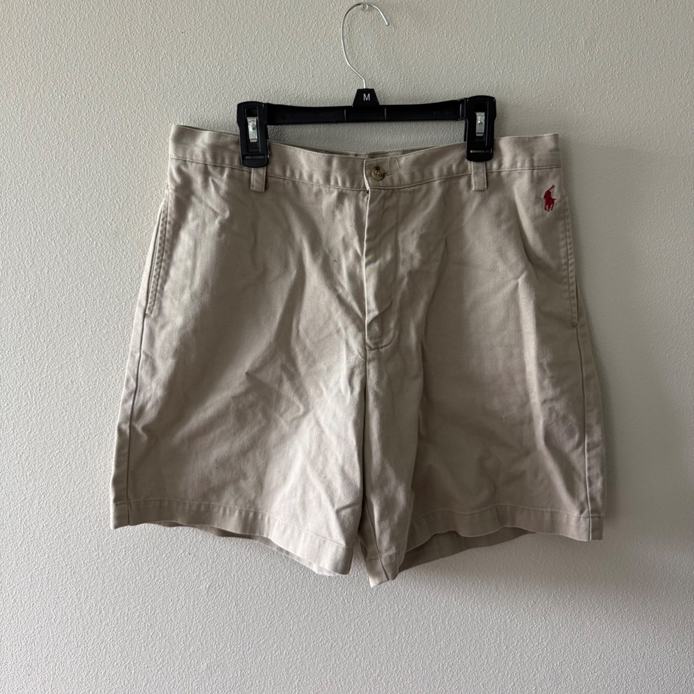 Ralph Lauren classic fit womens chino khaki shorts size 10 100% cotton